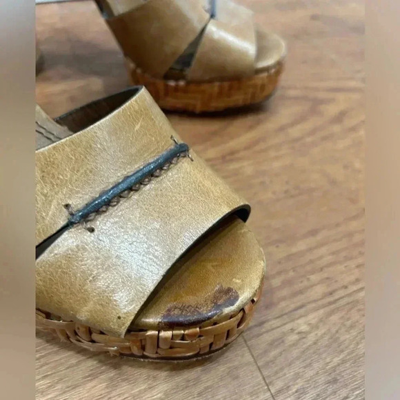 Tory Burch Cella Cognac Brown Leather Strappy Platforms Sandal Size 6.5 - Picture 6 of 11